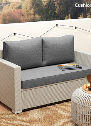 2 Seat Patio Furniture Cushions, 46x26x5 in, Thick Outdoor Loveseat Cushion Set with Removable Cover, Fade-Resistant Replacement Cushions for Outdoor Furniture, Couch, Bench, Swing, Gray