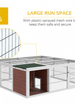 64" Wooden Outdoor Rabbit Hutch Playpen Tortoise House Habitat with Run and Enclosed Cover
