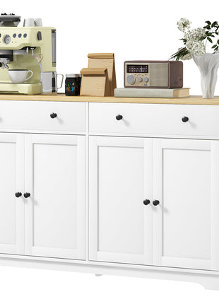 Modern Sideboard, Buffet Cabinet with Storage Drawers, Adjustable Shelves for Living Room, Dining Room, Entryway, White