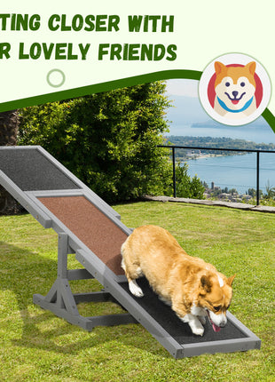Wooden Dog Agility Seesaw for Training and Exercise, Gray