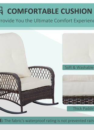 Outdoor PE Rattan Wicker Recliner Rocker Chair w/ Soft Cushion for Garden