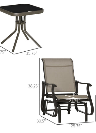 Outdoor Gliding Chairs Set Durable Compact for Patio, Bistro Tea Time, Perfect for Couples & Families, Gray