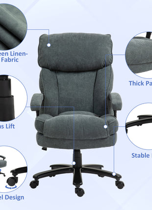 Big and Tall Executive Office Chair, Up to 450 lbs. Heavy Duty Desk Chair, Computer Chair for Heavy People, Gray