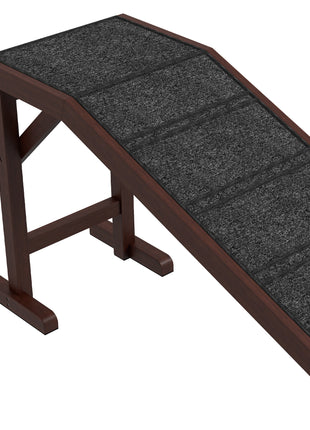 Dog Ramp for Bed, Pet Ramp for Dogs with Non-Slip Carpet and Top Platform, 74" x 16" x 25", Brown