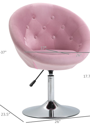 Modern Makeup Vanity Chair Round Tufted Swivel Accent Chair with Chrome Frame Height Adjustable, Pink