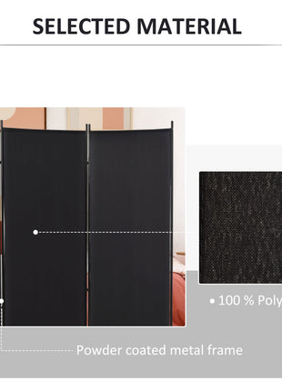 6' 3 Panel Room Divider, Indoor Privacy Screen for Home, Black