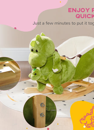 Rocking Horse, Ride on Dinosaur w/ Seat Belt, 32 Songs & Hand Puppet for 18-36 Months, Green
