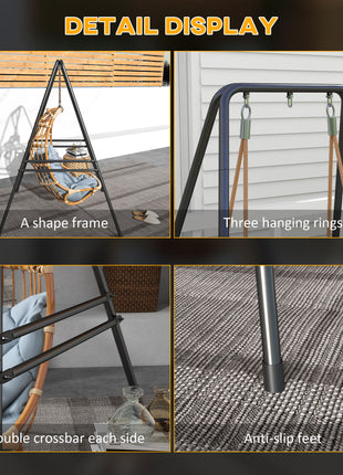 A-Shaped Hammock Chair Stand, Heavy Duty Swing Stand for Indoor & Outdoor Use, Max 330 lbs., Black