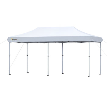 10'x20' Aluminum Pop Up Canopy Tent, Upgraded Thicker Tube Instant Party Tent with Wheeled Bag, 2-Level Adjustable, XL Large Ground Stakes for Events Patio Backyard