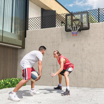 Wall Mounted Basketball Hoop, Basketball Goal Combo Kit with 43" Reinforced Shatter Resistant Backboard and All Weather Net for Indoor or Outdoor Use