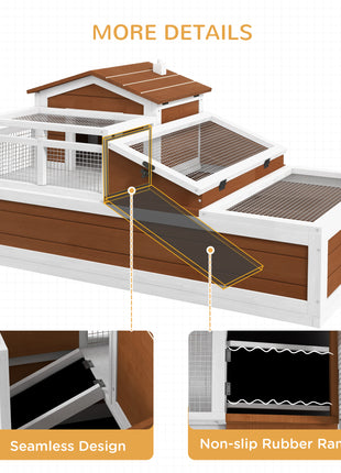 3-Room Tortoise Habitat House w/ Balcony & 2 Stories, 44" x 25.5" x 25", Coffee
