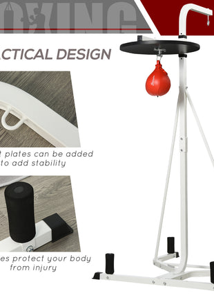 2 in 1 Punching Bag Stand, Adjustable Height Heavy Bag Stand with Weighted Base and Speed Bag, Freestanding for Home Gym