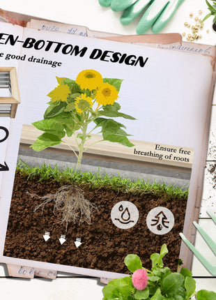 Raised Garden Beds Set of 2, Metal and Wood Combined Planter Box, for Growing Flowers, Herbs and Vegetables