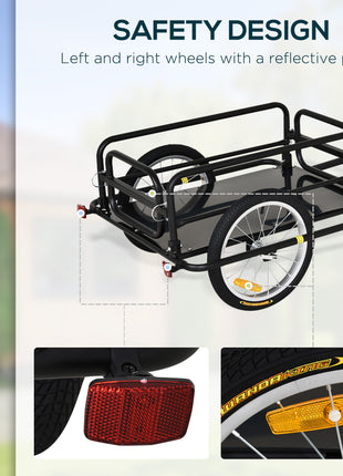 Bike Trailer, Foldable Bicycle Trailer with16 Inch Pneumatic Tire, Universal Coupler, Foldable Frame and Safe Reflectors Design, Large Load Capacity, Black