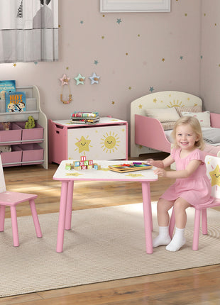 3-Piece Kids Toddler Table and Chair Set Furniture for Boys and Girls Aged 3-8, Bedroom, Nursery, Playroom, Pink