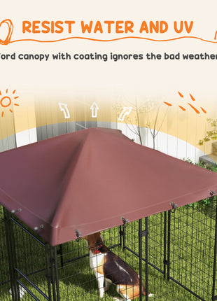 4.6' x 4.6' x 5' Dog Kennel Outdoor with Waterproof Canopy, Large Door