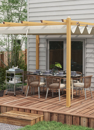 10' x 10' Retractable Pergola Canopy, Aluminum Pergola Sun Shade Shelter for Garden, Patio, Backyard, Deck, Cream