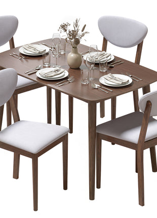 5-Piece Dining Table Set for 4, Mid-Century Modern Kitchen Table and Chairs, Light Gray