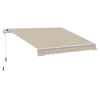 13' x 8' Retractable Awning, Patio Awnings, Sunshade Shelter w/ Manual Crank Handle, UV & Water-Resistant Fabric and Aluminum Frame for Deck, Balcony, Yard, Beige