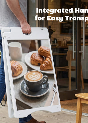 A Frame Sandwich Board Signs Outdoor 22" x 28" Sidewalk Sign with Weighted Tank & Weatherproof Design, White