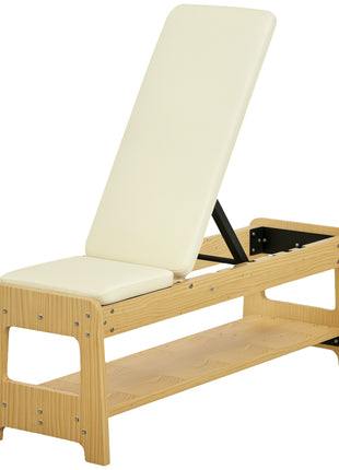 Wooden Adjustable Weight Bench with Dumbbell Rack, Flat or Incline Workout Bench for Home Gym Weight Lifting, White