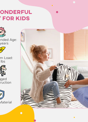 Zebra Shaped Kids Rocking Horse with Realistic Sound for 2-4 Years, Black