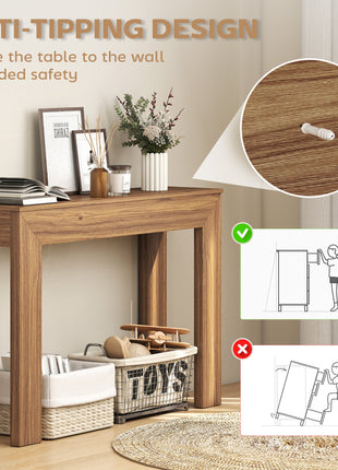 Modern Console Table, 47" Narrow Entryway Table, Walnut