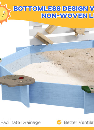 Wooden Sandbox for 3-7 Years, 85" x 85" x 25", Blue
