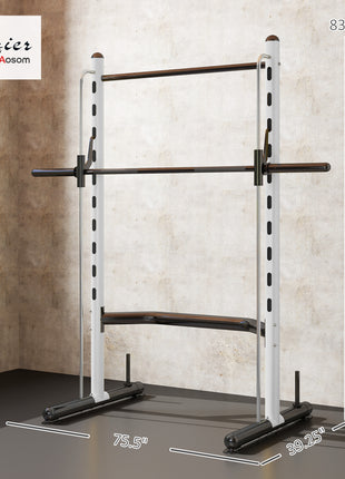 Squat Rack with Pull Up Bar and Barbell Bar Adjustable Bench Press Multi-Function Weight Lifting Half Rack, White