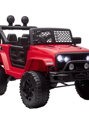 12V Kids Ride On Truck with Parent Remote Control, Battery Powered Electric Car with Spring Suspension, Adjustable Speed, LED Lights and Horn, Red