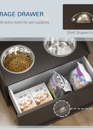 Pet Feeding Station Pet Dish Bowl Set with Storage, 2 Elevated Dog Bowls for Large Sized Dogs, Coffee