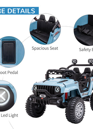 12V Kids Ride on Car with Remote Control, Battery-Operated Ride on Toy with Spring Suspension, Led Lights, Music, Horn, 3 Speeds, USB, MP3, Blue