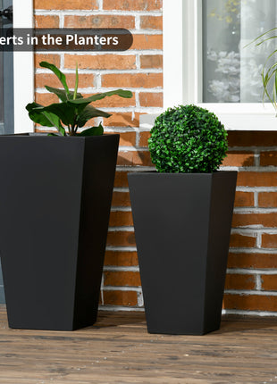 2-Pack Outdoor Planter Set, Flower Pots with Drainage Holes, Durable & Stackable Plant Pot, 22in & 18in, for Porch, Entryway, Patio, Yard, Garden, Black
