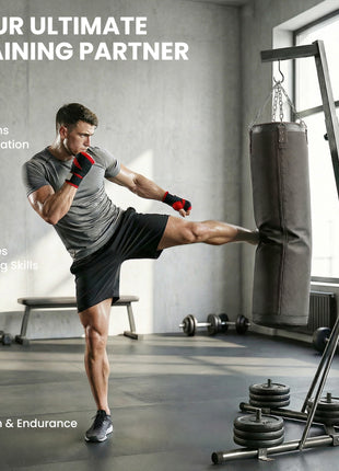 Punching Bag with Stand for Adults, 72.8"-90.9" Height Adjustable Freestanding Boxing Stand with Canvas Sandbag, Black
