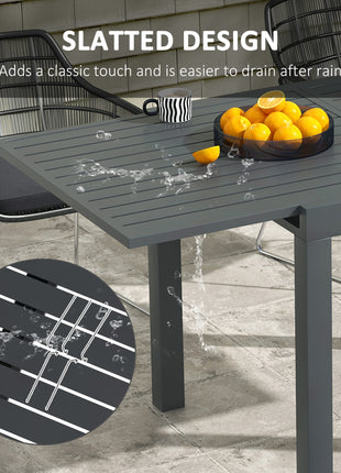 Expandable Patio Table, Outdoor Dining Table for 4-6 with Aluminum Frame for Garden, Lawn, Balcony Terrace, Gray