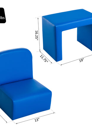 2-in-1 Convertible Table and Chair Set for Boys Girls for Boys Girls, Blue