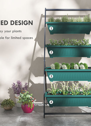 4-Tier Vertical Raised Garden Planter with 4 Boxes, Outdoor Plant Stand Grow Container for Vegetable & Flowers, Green