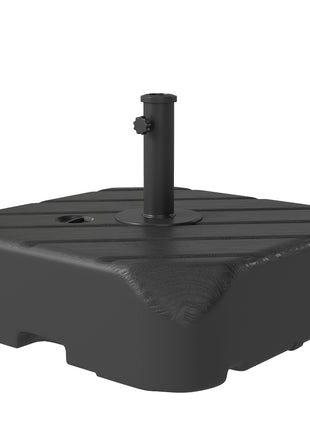 Patio Umbrella Base with Wheels, Telescopic Handle, 158 lb Sand or 99 lb Water Filled Umbrella Stand, Black