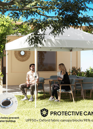 10' x 10' Pop Up Canopy Tent w/ Sidewall, UPF50+ Height Adjustable Instant Sun Shelter w/ Storage Pockets, White