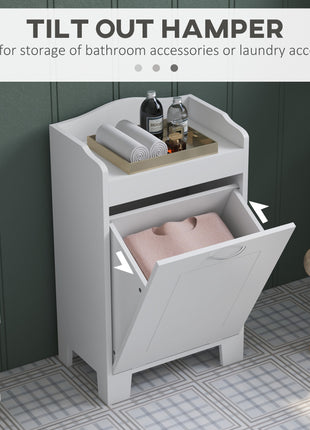 31" Tilt Out Laundry Hamper, Free Standing Home Organizer Hamper, Bathroom Storage Cabinet, White