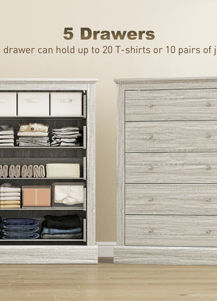 31" Wide Farmhouse Chest of Drawers with 5 Drawers, Dresser for Bedroom with Wood Top for Living Room, Dirty Oak