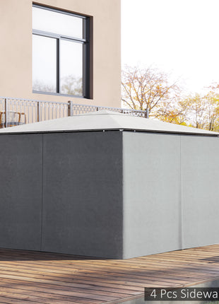 9.84' x 13.1' Gazebo Sidewall Set with Hooks/C-Rings, Light Gray