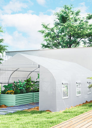 Walk In Tunnel Greenhouse, Portable Outdoor Plant House with Roll Up Doors