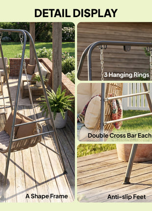 Hammock Chair Stand  Indoor and Outdoor Use with Anti-Slip Foot Pads, 2 Carabiners, Gray
