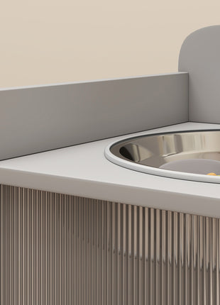 Elevated Dog Bowls with Storage, Raised Dog Bowl Stand with 2 Stainless Steel Bowl for Large Dogs, Gray