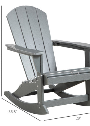 Outdoor Rocking Chair, HDPE Adirondack Porch Rocker Chair for Garden, Patio, Light Gray