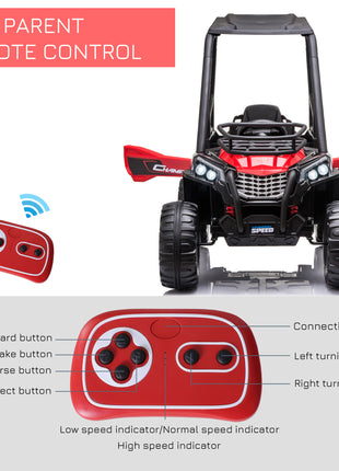 12V Kids UTV with Music, Lights, MP3/USB, Suspension System, Remote Control, Red