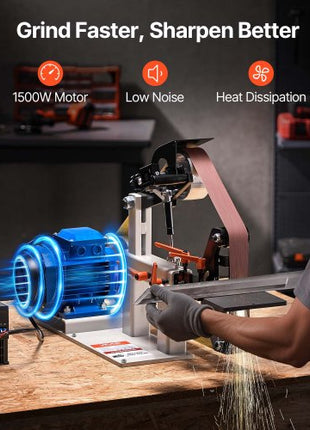 1500W 2HP Belt Sander Grinder, 2" x 82" Variable Speed Belt Grinder for Metalworking, 3 in 1 Belt Sander Polisher with 3 Grinding Moulds & Flat Platen Tool Rest for Knife Making
