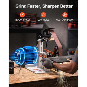 1500W 2HP Belt Sander Grinder, 2" x 82" Variable Speed Belt Grinder for Metalworking, 3 in 1 Belt Sander Polisher with 3 Grinding Moulds & Flat Platen Tool Rest for Knife Making