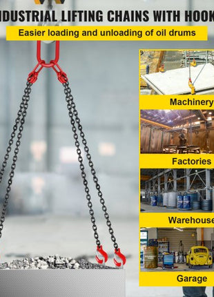 Chain Sling, 5/16 inch x 5 ft Lifting Chains with Hooks, G80 Engine Chain Hoist Lifts, 11000 lbs/5 Ton Capacity Lifting Sling Chains for Engine Hoist, Engine Lift Chain with 4 Leg Grab Hooks